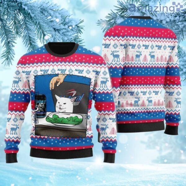 Natural Ice Beer Cat Meme Custom Ugly Christmas Sweaters Gift Christmas Product Photo 1