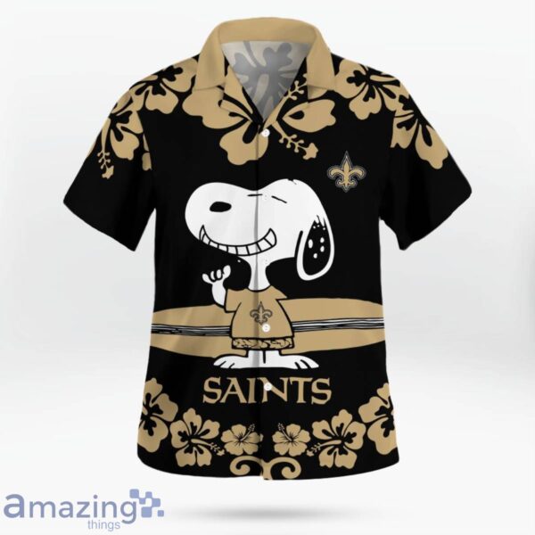 New Orleans Saints Flower Cute Snoopy Smile Hawaiian Shirt Summer Gift Product Photo 3