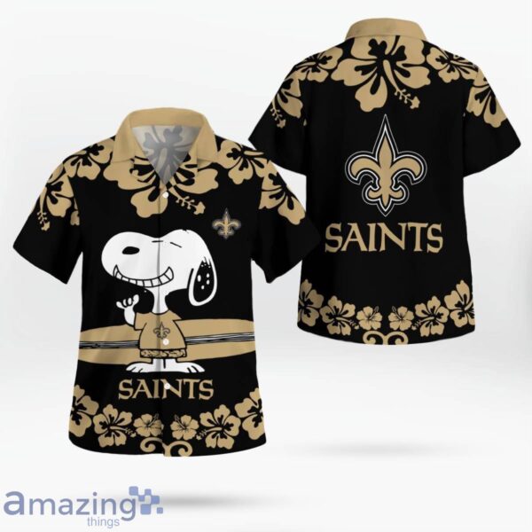 New Orleans Saints Flower Cute Snoopy Smile Hawaiian Shirt Summer Gift Product Photo 1