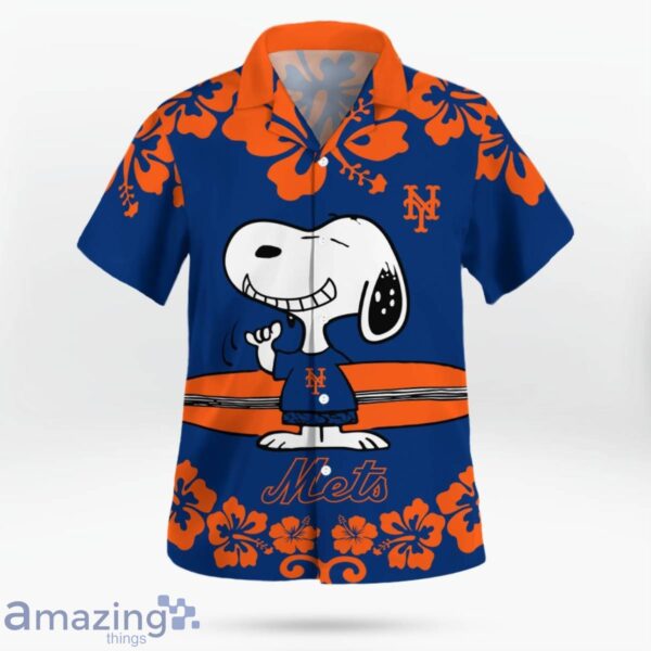 New York Mets Flower Cute Snoopy Smile Hawaiian Shirt Summer Gift Product Photo 2