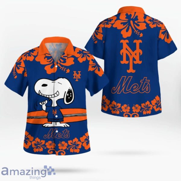 New York Mets Flower Cute Snoopy Smile Hawaiian Shirt Summer Gift Product Photo 4