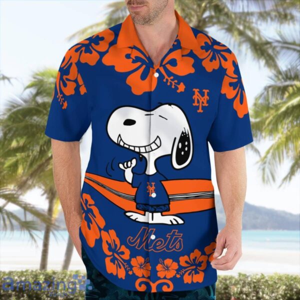 New York Mets Flower Cute Snoopy Smile Hawaiian Shirt Summer Gift Product Photo 1