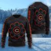 NFL Chicago Bears Logo Vintage Flower 3D Ugly Christmas Sweater Christmas Gift For Sport Fans