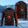 NFL Cleveland Browns Logo Vintage Flower 3D Ugly Christmas Sweater Christmas Gift For Sport Fans