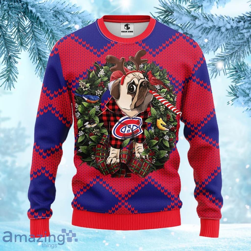 NHL Montreal Canadians Pub Dog Christmas Ugly Sweater Gift for fans image NHL Montreal Canadians Pub Dog Christmas Ugly Sweater Gift for fans Product Photo 1