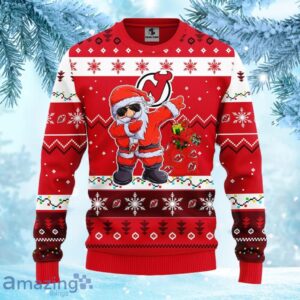 NHL New Jersey Devils Dabbing Santa Claus Christmas Ugly Sweater Gift for fans Product Photo 2