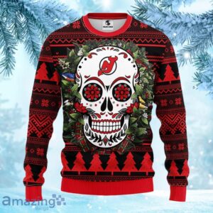NHL New Jersey Devils Skull Flower Ugly Christmas Ugly Sweater Gift for fans Product Photo 1