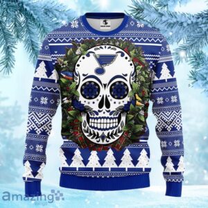 NHL St. Louis Blues Skull Flower Ugly Christmas Ugly Sweater Gift for fans Product Photo 1