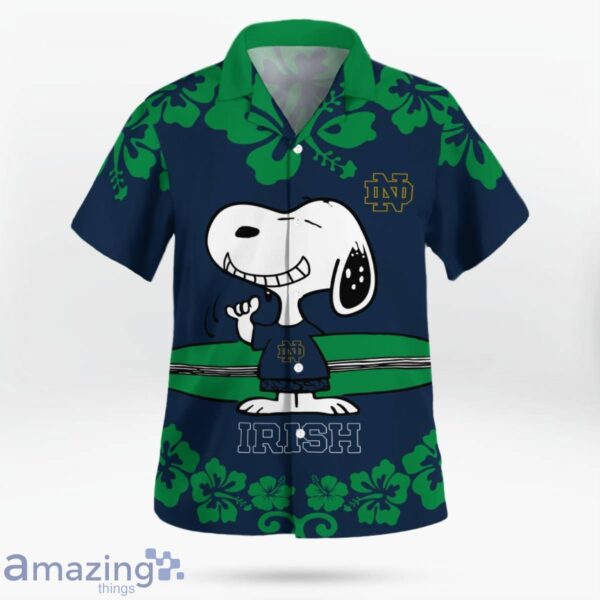 Notre Dame Fighting Irish Flower Cute Snoopy Smile Hawaiian Shirt Summer Gift Product Photo 2