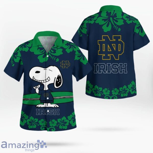 Notre Dame Fighting Irish Flower Cute Snoopy Smile Hawaiian Shirt Summer Gift Product Photo 4