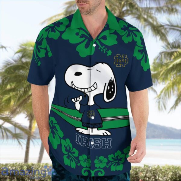 Notre Dame Fighting Irish Flower Cute Snoopy Smile Hawaiian Shirt Summer Gift Product Photo 1