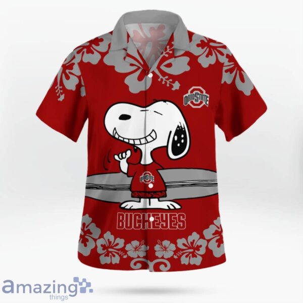 Ohio State Buckeyes Flower Cute Snoopy Smile Hawaiian Shirt Summer Gift Product Photo 2