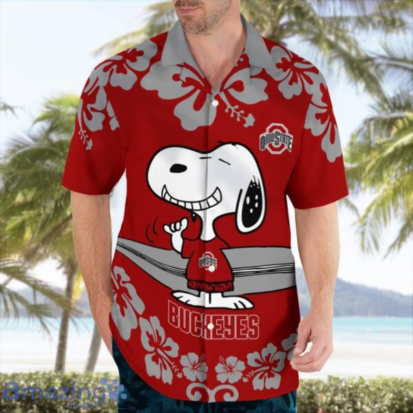 Ohio State Buckeyes Flower Cute Snoopy Smile Hawaiian Shirt Summer Gift Product Photo 4