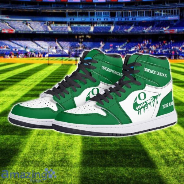 Oregon Ducks Air Jordan 1 Shoes Sport Hightop Sneakers For Men And Women Custom Name Product Photo 2