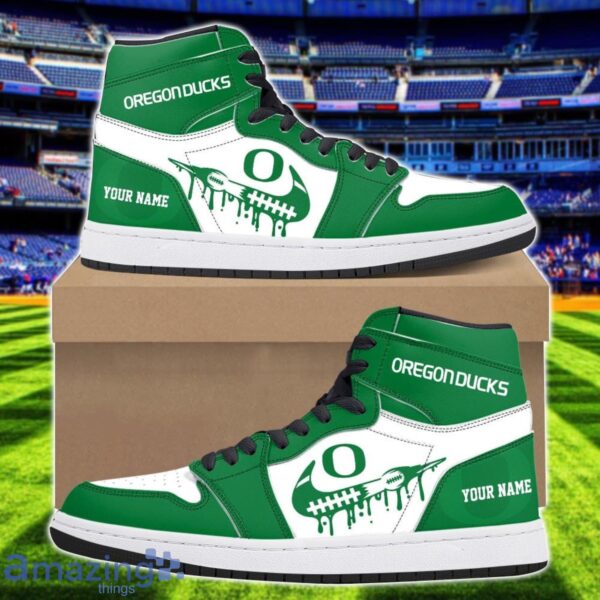 Oregon Ducks Air Jordan 1 Shoes Sport Hightop Sneakers For Men And Women Custom Name Product Photo 1