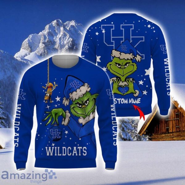 Personalized Name NCAA Kentucky Wildcats Football Fans Sweater Grinch Ugly Sweater Christmas Xmas Gift Product Photo 1