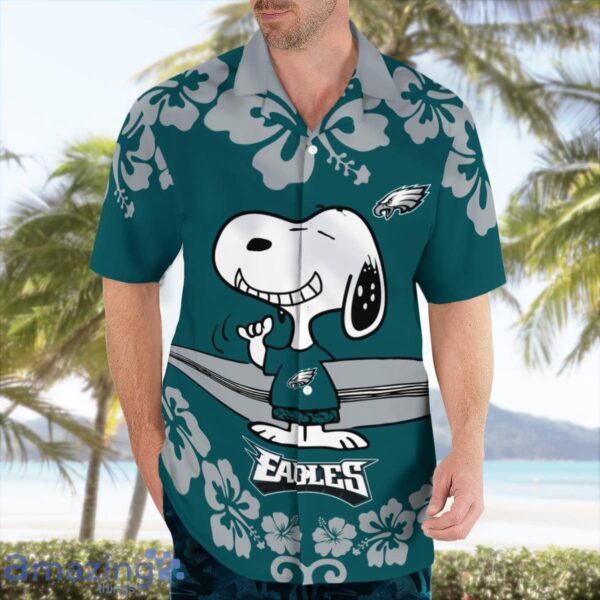 Philadelphia Eagles Flower Cute Snoopy Smile Hawaiian Shirt Summer Gift Product Photo 2