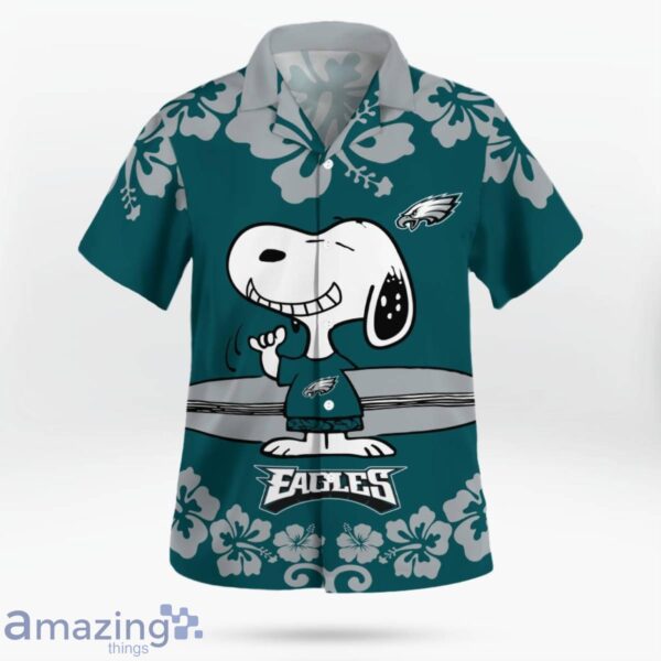 Philadelphia Eagles Flower Cute Snoopy Smile Hawaiian Shirt Summer Gift Product Photo 3