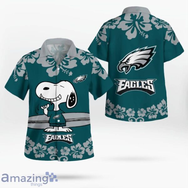 Philadelphia Eagles Flower Cute Snoopy Smile Hawaiian Shirt Summer Gift Product Photo 1