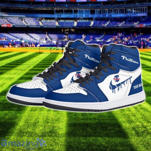 Philadelphia Phillies Air Jordan 1 Shoes Sport Hightop Sneakers For Men And Women Custom Name Product Photo 2