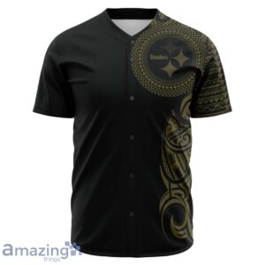 Pittsburgh Steelers Baseball Jersey- Polynesian Design Steelers Shirt Black Product Photo 2