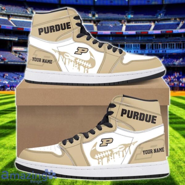 Purdue Boilermakers Air Jordan 1 Shoes Sport Hightop Sneakers For Men And Women Custom Name Product Photo 1