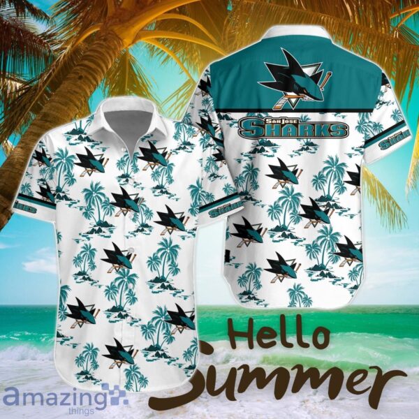 San Jose Sharks Tropical 3D Hawaiian Shirt All Printed Logo Team Shirt Product Photo 1