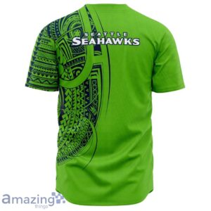 Seattle Seahawks Baseball Jersey- Polynesian Design Seahawks Green Shirt Product Photo 3