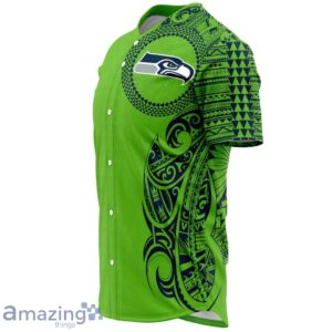 Seattle Seahawks Baseball Jersey- Polynesian Design Seahawks Green Shirt Product Photo 4