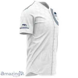 Seattle Seahawks Baseball Jersey - Polynesian Design Seahawks Shirt White Product Photo 1