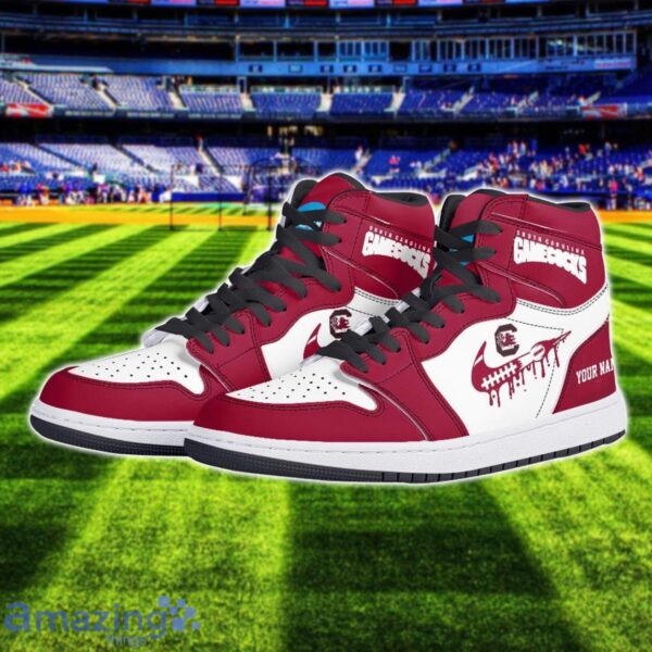 South Carolina Gamecocks Air Jordan 1 Shoes Sport Hightop Sneakers For Men And Women Custom Name Product Photo 2