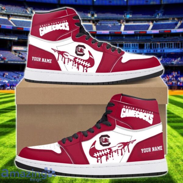 South Carolina Gamecocks Air Jordan 1 Shoes Sport Hightop Sneakers For Men And Women Custom Name Product Photo 1