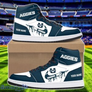 Utah State Aggies Air Jordan 1 Shoes Sport Hightop Sneakers For Men And Women Custom Name Product Photo 1