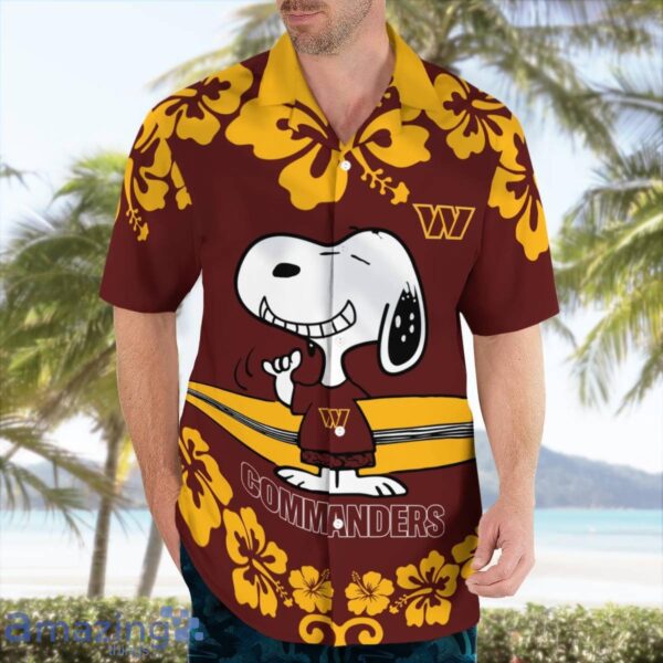 Washington Commanders Flower Cute Snoopy Smile Hawaiian Shirt Summer Gift Product Photo 2