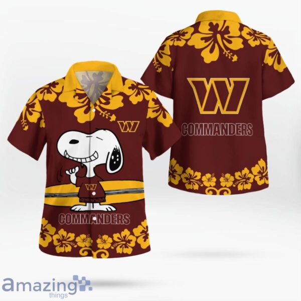 Washington Commanders Flower Cute Snoopy Smile Hawaiian Shirt Summer Gift Product Photo 1