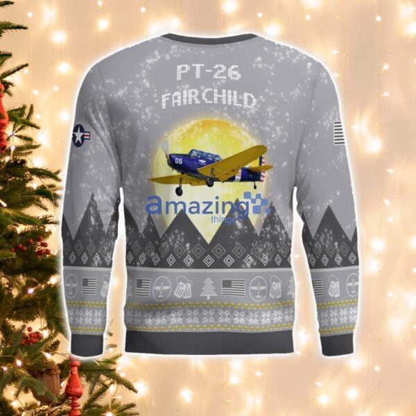 Fairchild PT-26 PT26 Aircraft Moonlight And Mountain Pattern Ugly Christmas Sweater Aircraft Lovers Christmas Gift Product Photo 3