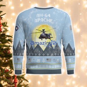 AH 64 Apache AH64 Light Blue Aircraft Moonlight 3D Ugly Christmas Sweater Christmas Gift image AH-64 Apache AH64 Light Blue Aircraft Moonlight 3D Ugly Christmas Sweater Christmas Gift Product Photo 3