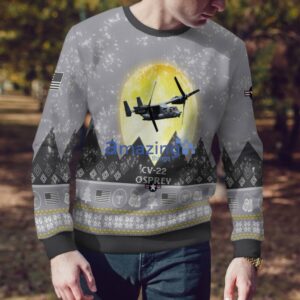 CV-22 Osprey CV22 Aircraft Moonlight And Mountain Pattern Ugly Christmas Sweater Aircraft Lovers Christmas Gift Product Photo 4
