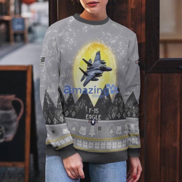 F-15 Eagle F15 Aircraft Moonlight And Mountain Pattern Ugly Christmas Sweater Aircraft Lovers Christmas Gift Product Photo 5