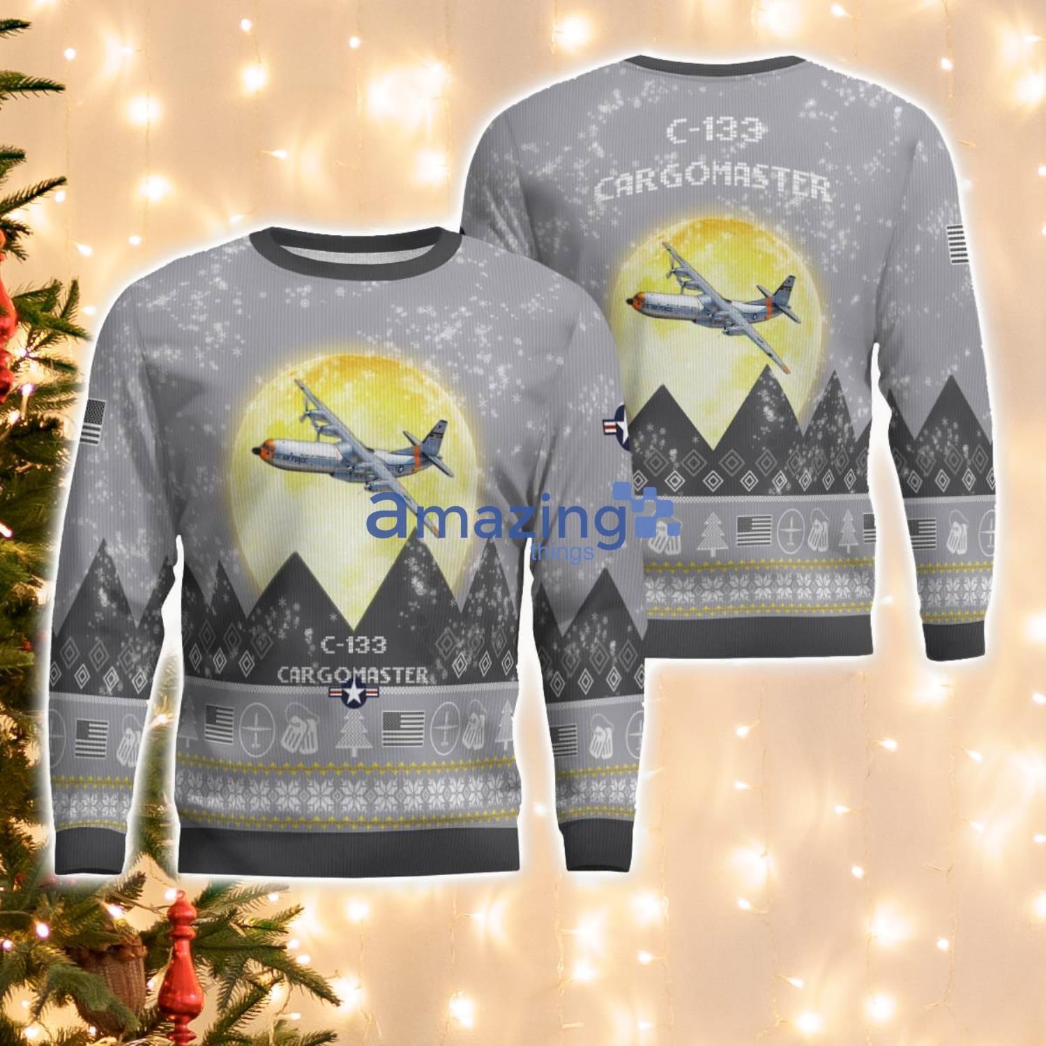 C-133 Cargomaster C133 Aircraft Moonlight And Mountain Pattern Ugly Christmas Sweater Aircraft Lovers Christmas Gift C-133 Cargomaster C133 Aircraft Moonlight And Mountain Pattern Ugly Christmas Sweater Aircraft Lovers Christmas Gift Product Photo 1