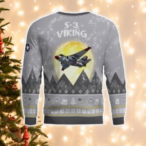 S-3 Viking S3 Aircraft Moonlight And Mountain Pattern Ugly Christmas Sweater Aircraft Lovers Christmas Gift Product Photo 3