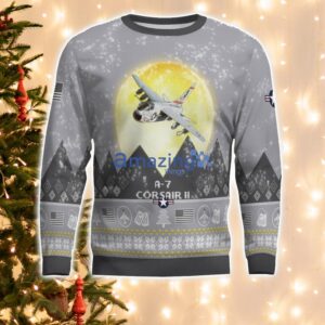 A-7 Corsair II A7 Aircraft Moonlight And Mountain Pattern Ugly Christmas Sweater Aircraft Lovers Christmas Gift Product Photo 2