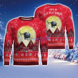 MH-6 Little Bird MH6 Aircraft Moonlight Red Color Ugly Christmas Sweater Christmas Gift Product Photo 1