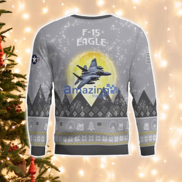 F-15 Eagle F15 Aircraft Moonlight And Mountain Pattern Ugly Christmas Sweater Aircraft Lovers Christmas Gift Product Photo 3