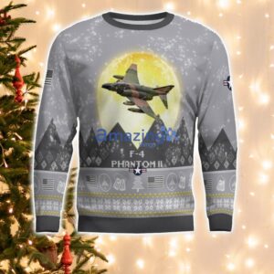 F-4 Phantom II F4 Aircraft Moonlight And Mountain Pattern Ugly Christmas Sweater Aircraft Lovers Christmas Gift Product Photo 2