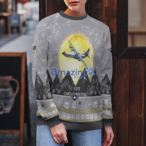 C-133 Cargomaster C133 Aircraft Moonlight And Mountain Pattern Ugly Christmas Sweater Aircraft Lovers Christmas Gift Product Photo 5