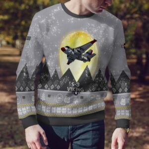 S-3 Viking S3 Aircraft Moonlight And Mountain Pattern Ugly Christmas Sweater Aircraft Lovers Christmas Gift Product Photo 4