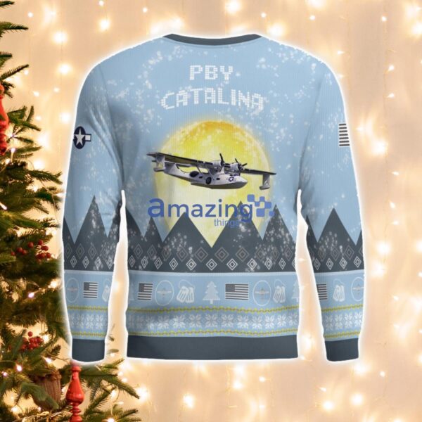 Consolidated PBY Catalina Light Blue Aircraft Moonlight 3D Ugly Christmas Sweater Christmas Gift Product Photo 3