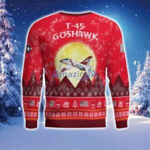 T-45 Goshawk T45 Aircraft Moonlight Red Color Ugly Christmas Sweater Christmas Gift Product Photo 3