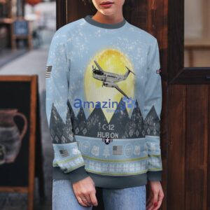 C 12 Huron C12 Light Blue Aircraft Moonlight 3D Ugly Christmas Sweater Christmas Gift image C-12 Huron C12 Light Blue Aircraft Moonlight 3D Ugly Christmas Sweater Christmas Gift Product Photo 5